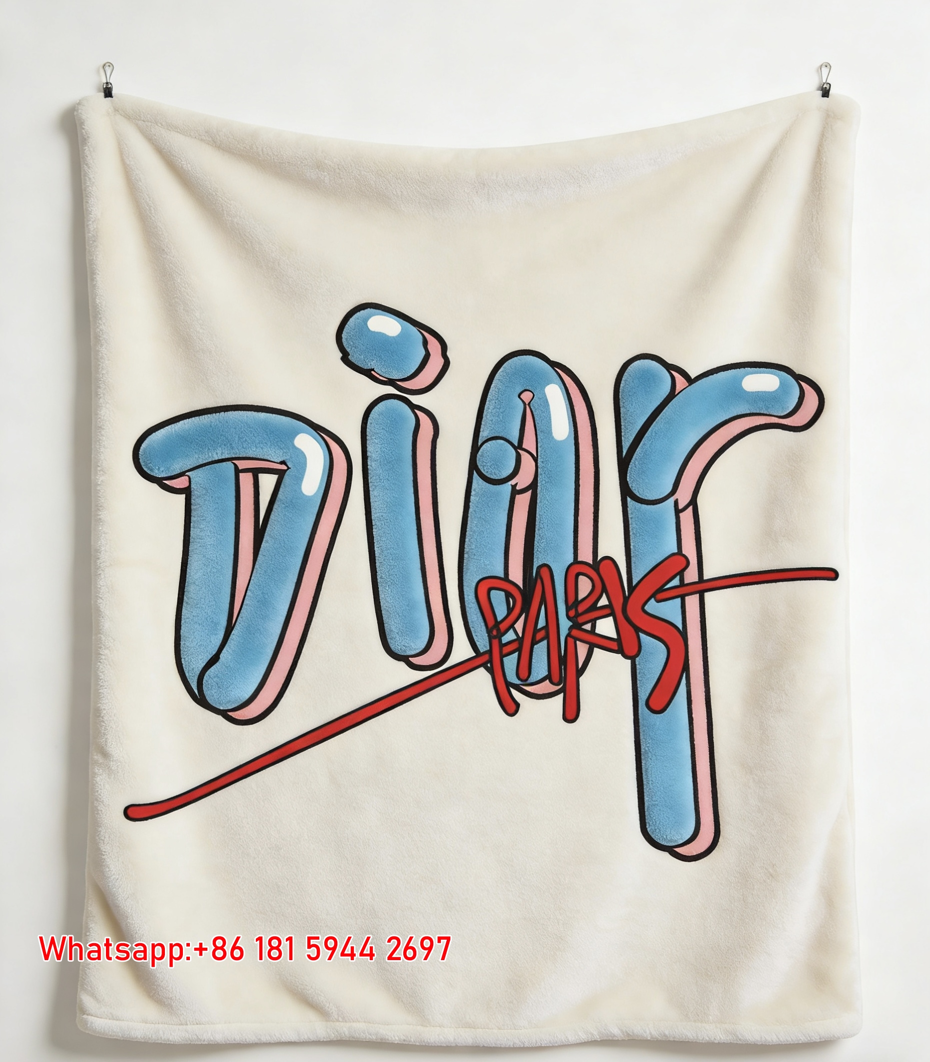 Dior Graffiti Paris Flannel Sofa Throw Blanket D353